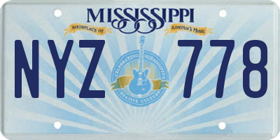 MS license plate NYZ778