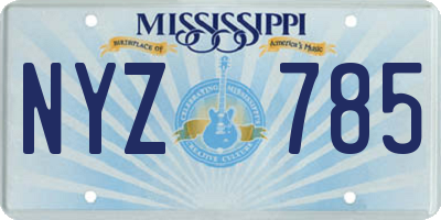 MS license plate NYZ785