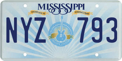 MS license plate NYZ793
