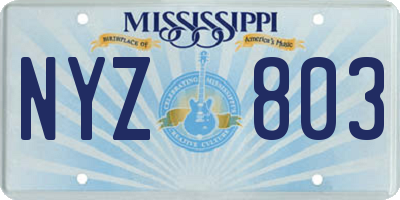 MS license plate NYZ803
