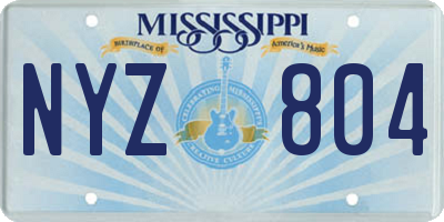 MS license plate NYZ804