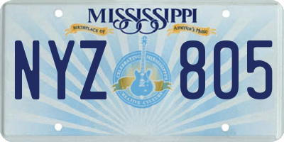 MS license plate NYZ805