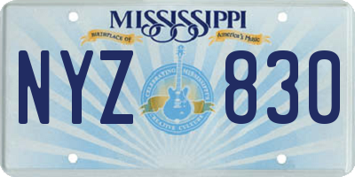 MS license plate NYZ830