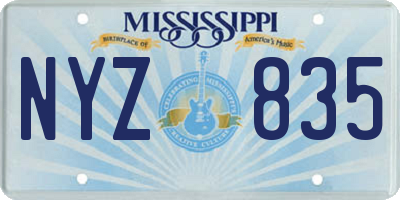 MS license plate NYZ835