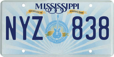 MS license plate NYZ838