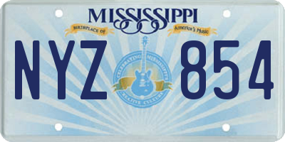 MS license plate NYZ854