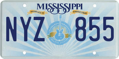 MS license plate NYZ855