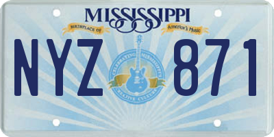 MS license plate NYZ871
