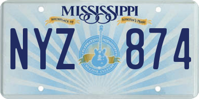 MS license plate NYZ874
