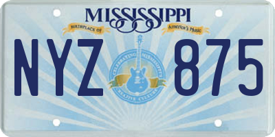 MS license plate NYZ875