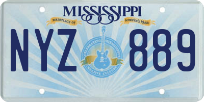 MS license plate NYZ889