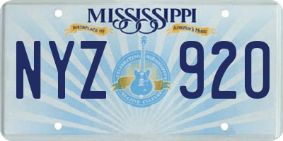 MS license plate NYZ920