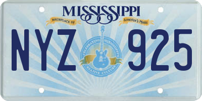 MS license plate NYZ925