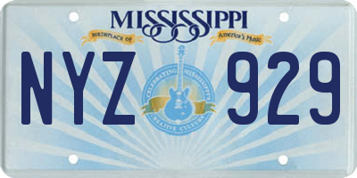 MS license plate NYZ929
