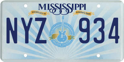 MS license plate NYZ934