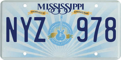 MS license plate NYZ978