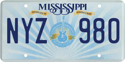 MS license plate NYZ980