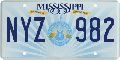 MS license plate NYZ982