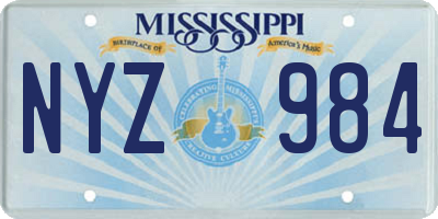 MS license plate NYZ984