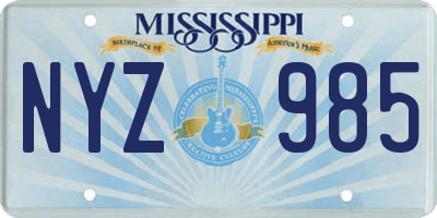 MS license plate NYZ985