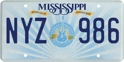 MS license plate NYZ986