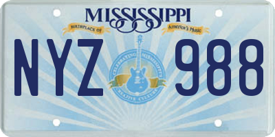 MS license plate NYZ988