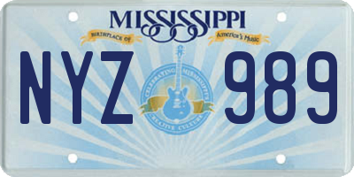 MS license plate NYZ989