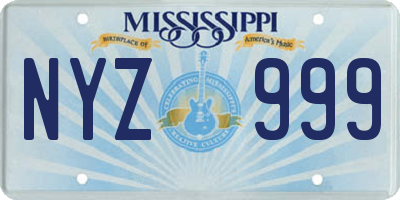 MS license plate NYZ999