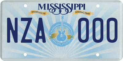 MS license plate NZA000