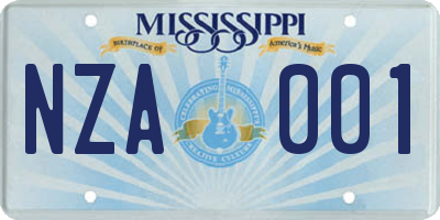 MS license plate NZA001