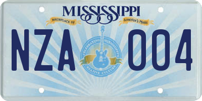 MS license plate NZA004