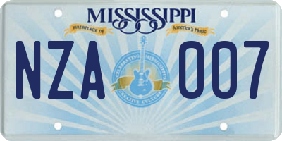 MS license plate NZA007