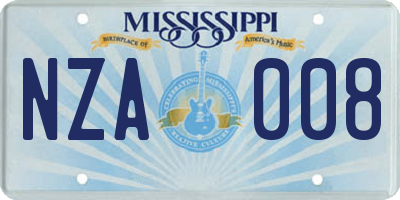 MS license plate NZA008