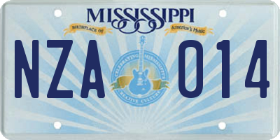 MS license plate NZA014