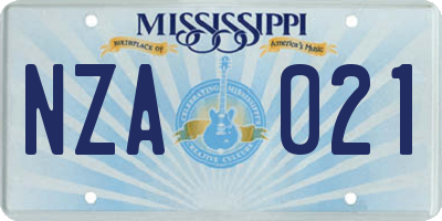 MS license plate NZA021