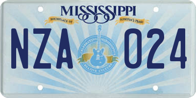 MS license plate NZA024