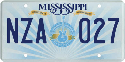 MS license plate NZA027