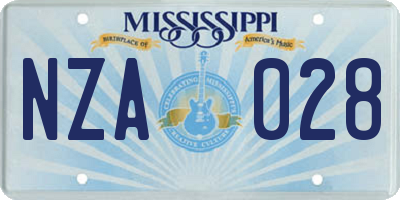 MS license plate NZA028
