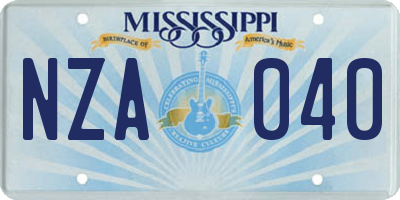 MS license plate NZA040