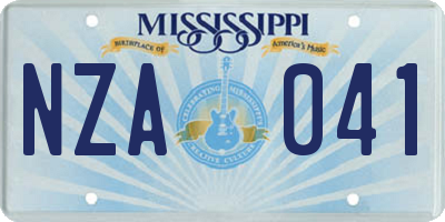MS license plate NZA041