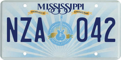 MS license plate NZA042