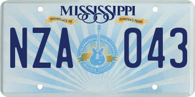MS license plate NZA043