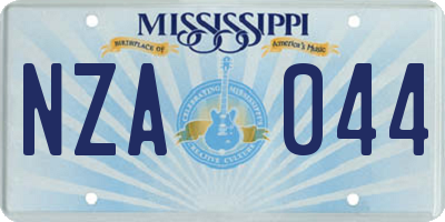 MS license plate NZA044