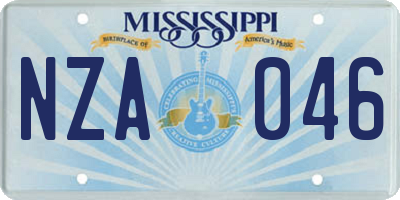 MS license plate NZA046