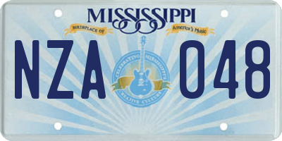 MS license plate NZA048