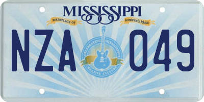 MS license plate NZA049