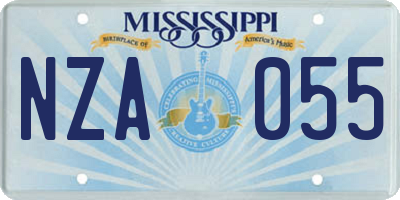 MS license plate NZA055