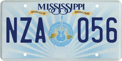MS license plate NZA056