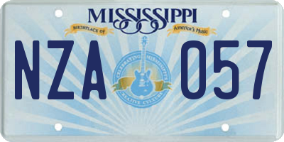 MS license plate NZA057