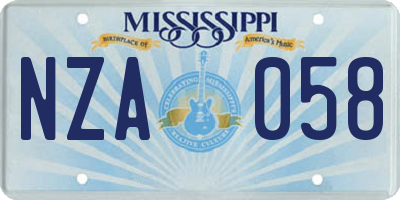 MS license plate NZA058